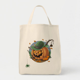 Tote Bag Citrouille attrape l'araignée pour Halloween