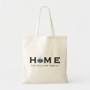 Tote Bag Citrouille Bleue Ardoise Élégante NOM DE FAMILLE P