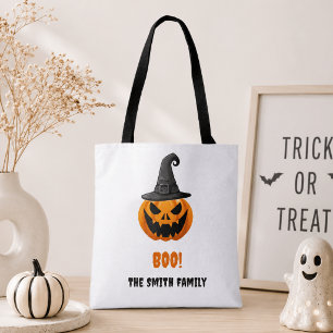 Tote Bag Citrouille d'Halloween “BOO!” – Nom personnalisé