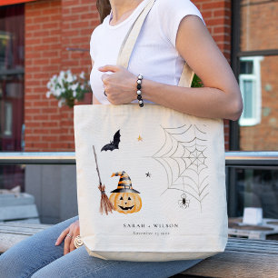 Tote Bag Citrouille d'Halloween doux Spiderweb Mariage Éffr