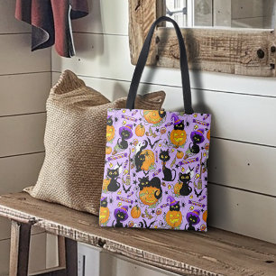 Tote Bag Citrouille halloween Candy Black Cats