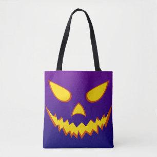 Tote Bag Citrouille Jack-o'-lantern de la face d'Halloween 