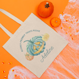 Tote Bag Citrouille Turquoise personnalisé Halloween Trick