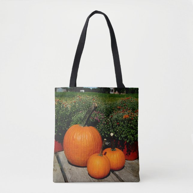 Tote Bag Citrouilles d'automne et mamans (Devant)