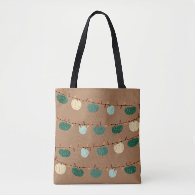 Tote Bag Citrouilles et lumières (Devant)