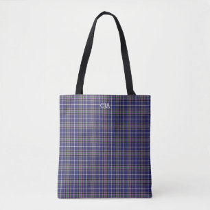 Tote Bag Clan bleu plaid Alexander Tartan Monogramme