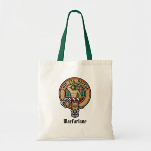 Tote Bag Clan MacFarlane Crest sur Tartan de chasse antique
