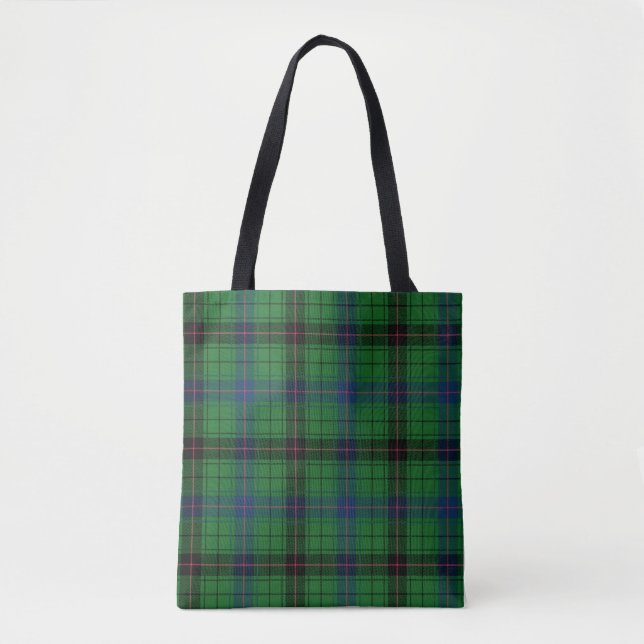 Tote Bag Clan Plaid Davidson Tartan noir vert chèque (Devant)