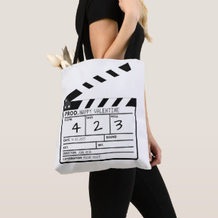 Tote Bag Clapperboard de cinéma moderne Happy Valentine