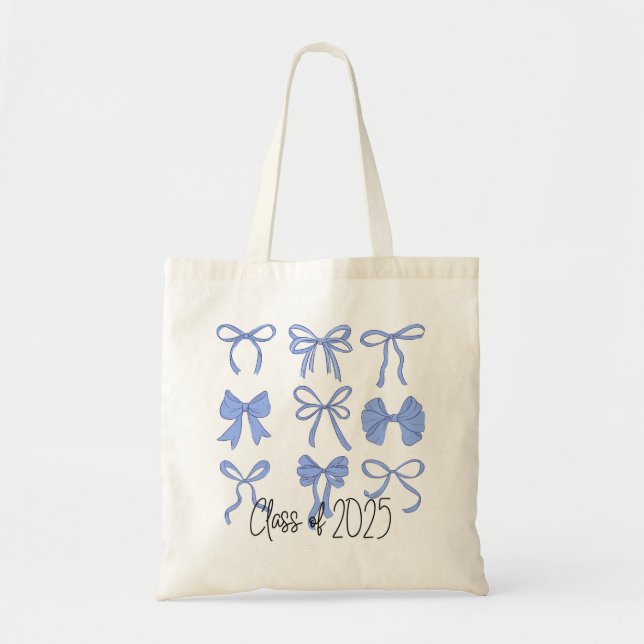 Tote Bag Classe de 2025 Blue Coquette Bows (Devant)