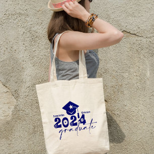 Tote Bag Classe de diplômés personnalisés de 2024 Marine Bl