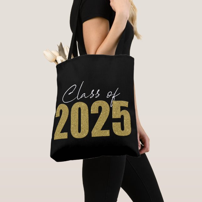 Tote Bag Classe de Parties scintillant d'or de 2025 (De près)
