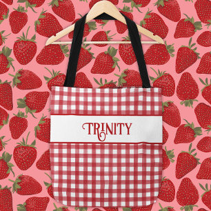 Tote Bag Classic Rouge et Blanc En vichy Plaid Personnalisé