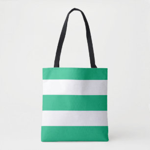 Tote Bag Classic Vert et Blanc Broad Stripes sur un