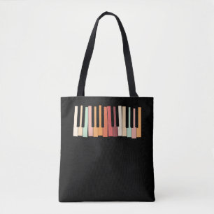 Tote Bag Clavier Coloré Touches Piano Piano Retro Pianist