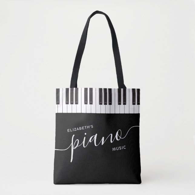 Tote Bag Clavier de touches de piano personnalisées Musique (Devant)
