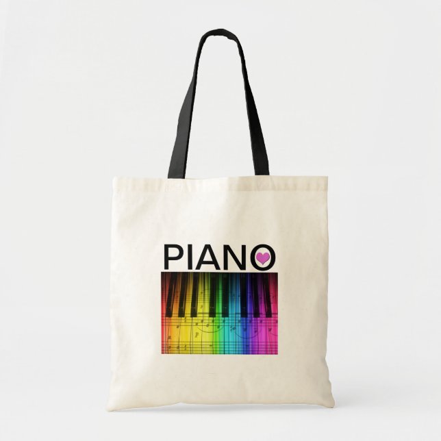Tote Bag Clavier et notes Rainbow Piano (Devant)