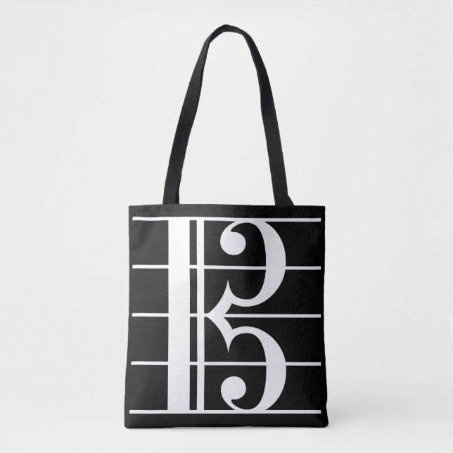 Tote Bag Clé Alto blanc-sur-noir (Devant)