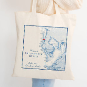 Tote Bag Clearwater Beach Floride Carte Mariage Bienvenue