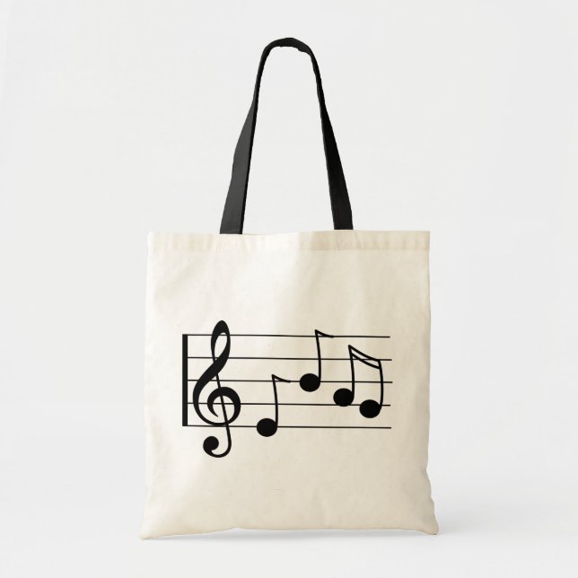 Tote Bag Clef triple et personnel de notation musicale (Devant)