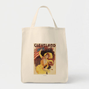 Tote Bag Cleveland va à vélo la fille américaine en jaun