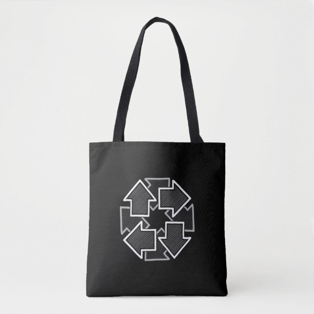 Tote Bag Clockwise Arrows Minimal Geometric Black Variant 2 (Devant)