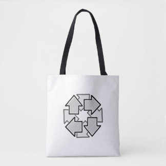 Tote Bag Clockwise Arrows Minimal Geometric White Variant 1