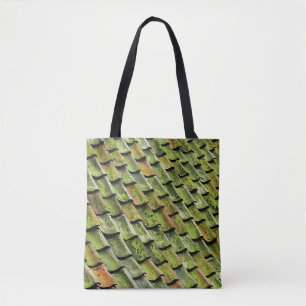 Tote Bag Close-up photo of green shingle roof