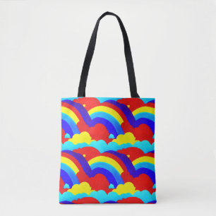 Tote Bag Clouds arc-en-ciel colorés Enfants Motif