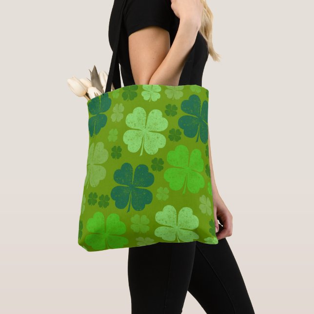 Tote Bag Clovers verts, Lucky Clovers, Saint Patrick's Day (De près)