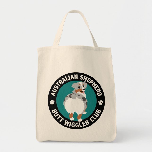Tote Bag Club australien de berger Butt Wiggler (Blue Merle (Devant)