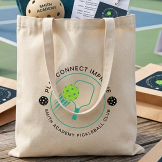Tote Bag Club de pickleball sportif noir simple moderne