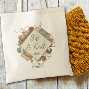 Tote Bag Club Sip & Knit Tricoteurs Personnalisé