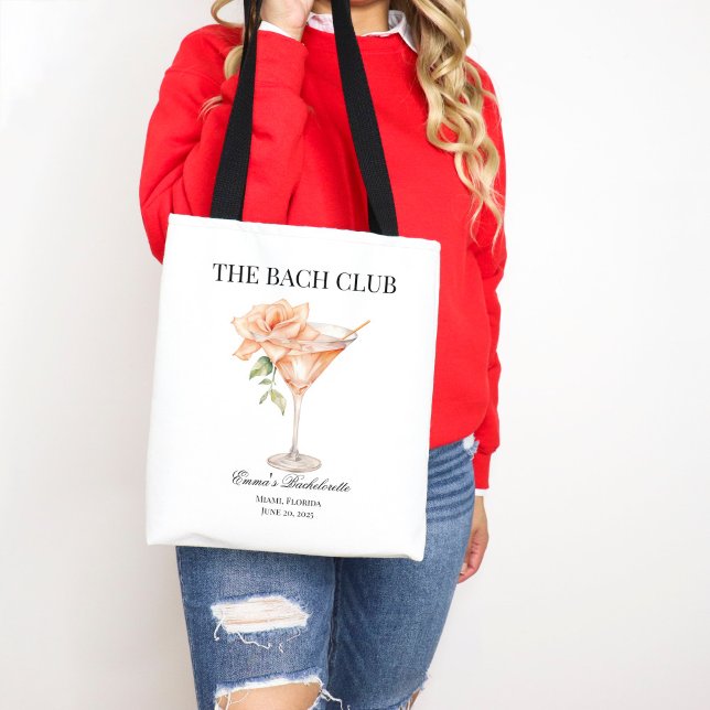 Tote Bag Club Social Personnalisé Blush Cocktail Bacheloret (Custom Club Blush Cocktail Tote Bag)