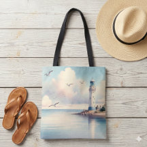 Coastal Lighthouse Seagulls Pastel Sky Serenity