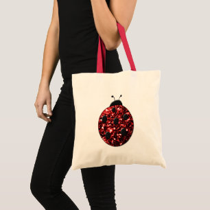 Tote Bag Coccinelle rouge foncé faux paillettes scintillant