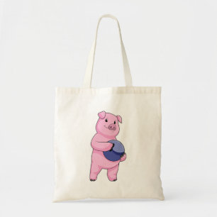 Tote Bag Cochon à Bowling avec balle de Bowling