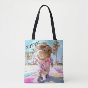 Tote Bag Cochon d'Inde Zipper En Rose Avec Style & Sass 