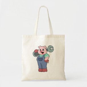 Tote Bag Cochon en mécanique avec clé