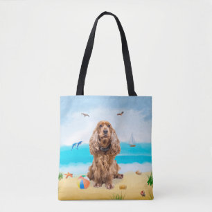 Tote Bag Cocker Spaniel Chien sur la plage