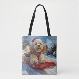 Tote Bag Cocker Spaniel dans un traîneau Laissez neige Noël