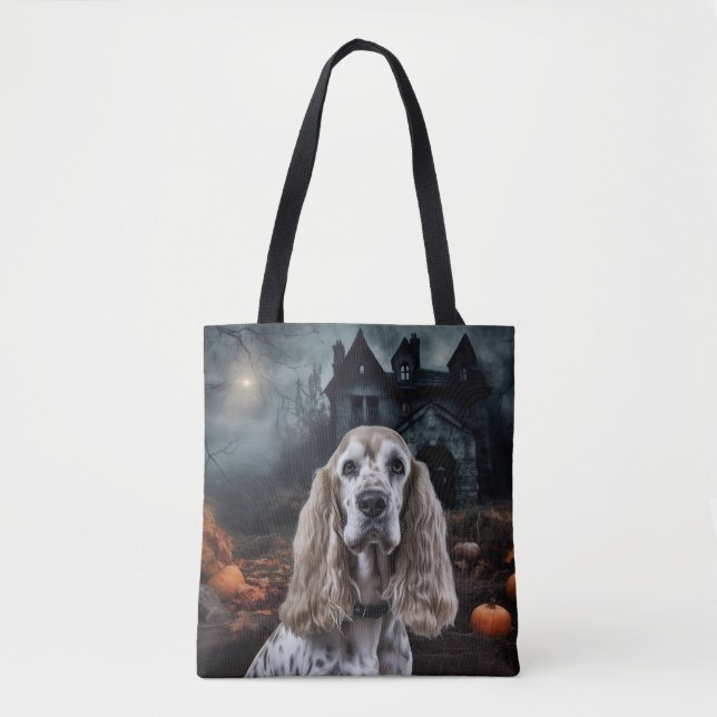 Tote Bag Cocker Spaniel Halloween effroi (Devant)
