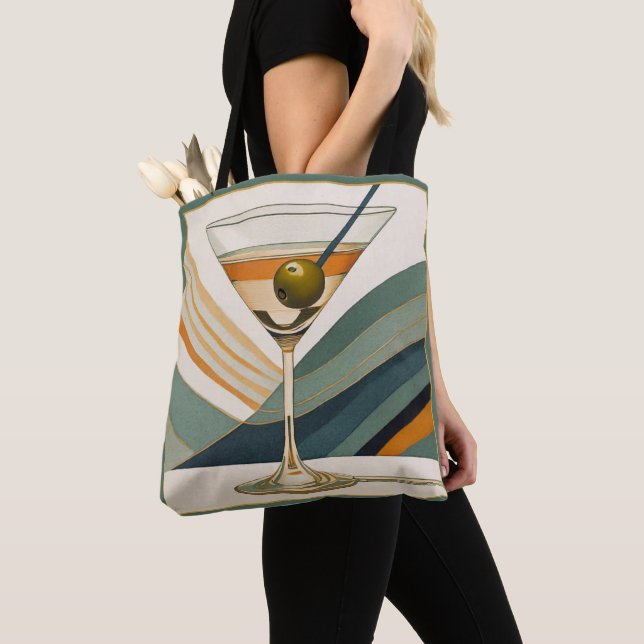 Tote Bag Cocktail Martini Conception du milieu du siècle (De près)