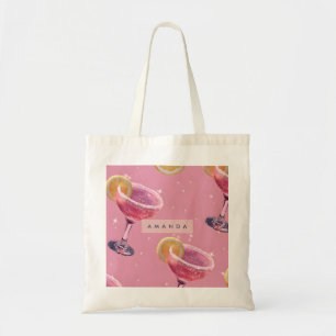 Tote Bag Cocktail Rose Pailleté Personnalisé Glamour
