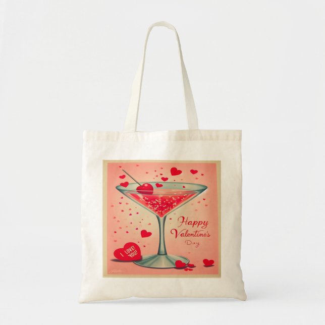 Tote Bag Cocktail Valentine Martini du milieu du siècle (Devant)
