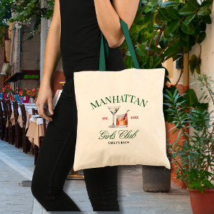 Tote Bag Cocktails Classy Green & Red Girl's Club