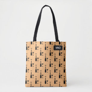 Tote Bag Cocktails et Vin - Boissons Chics - vos initiales