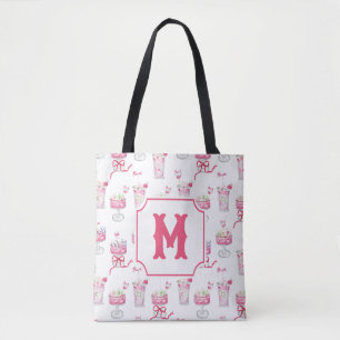 Tote Bag Cocktails Mahjong Rose Chaud Aquarelle
