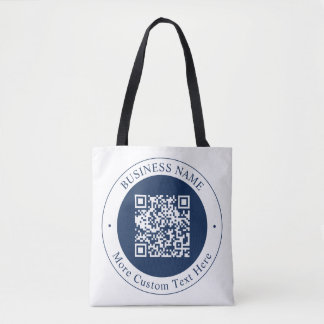 Tote Bag Code QR personnalisable & Texte | Bleu marine fonc