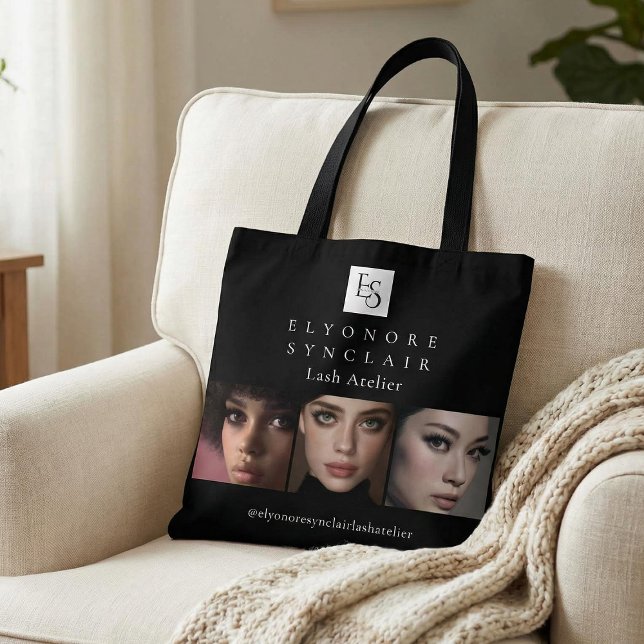 Tote Bag Code Qr Photo de Script Noir Blanc Lash (Créateur téléchargé)